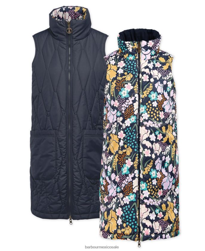 Barbour 8B6RFZ1545 ropa estampado de olivino/maravilla botánica mujer chaleco reversible acanthus