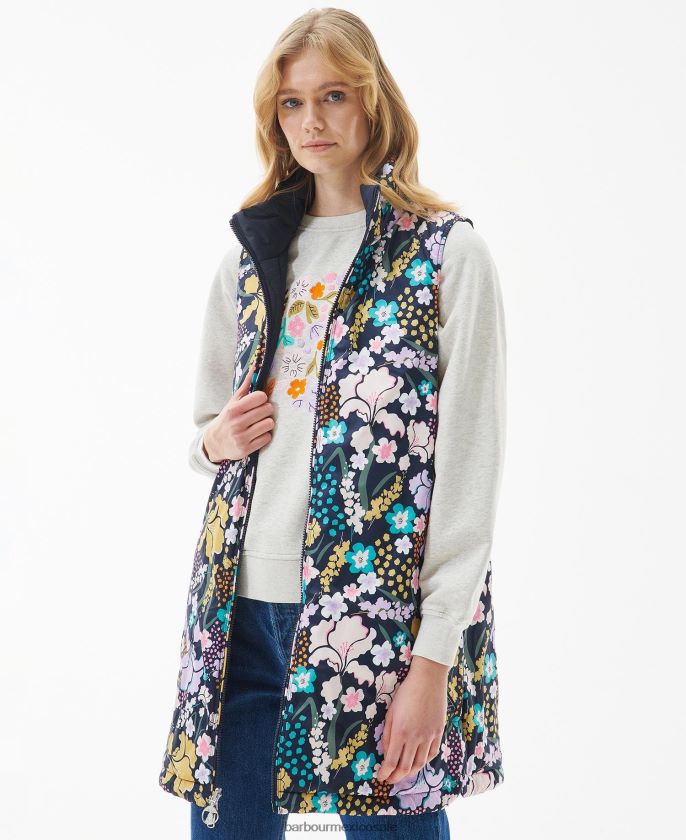 Barbour 8B6RFZ1545 ropa estampado de olivino/maravilla botánica mujer chaleco reversible acanthus