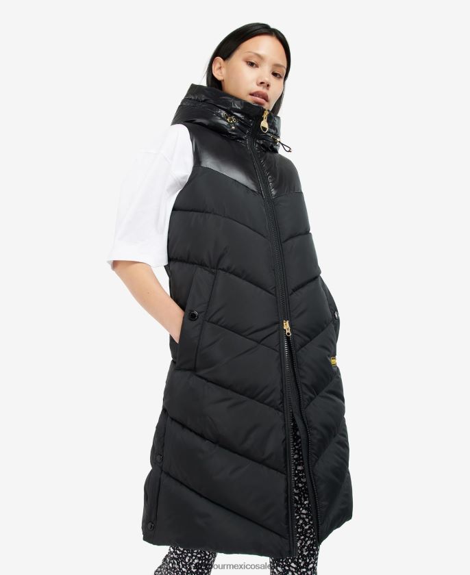 Barbour 8B6RFZ1584 ropa negro azabache mujer chaleco de maratón