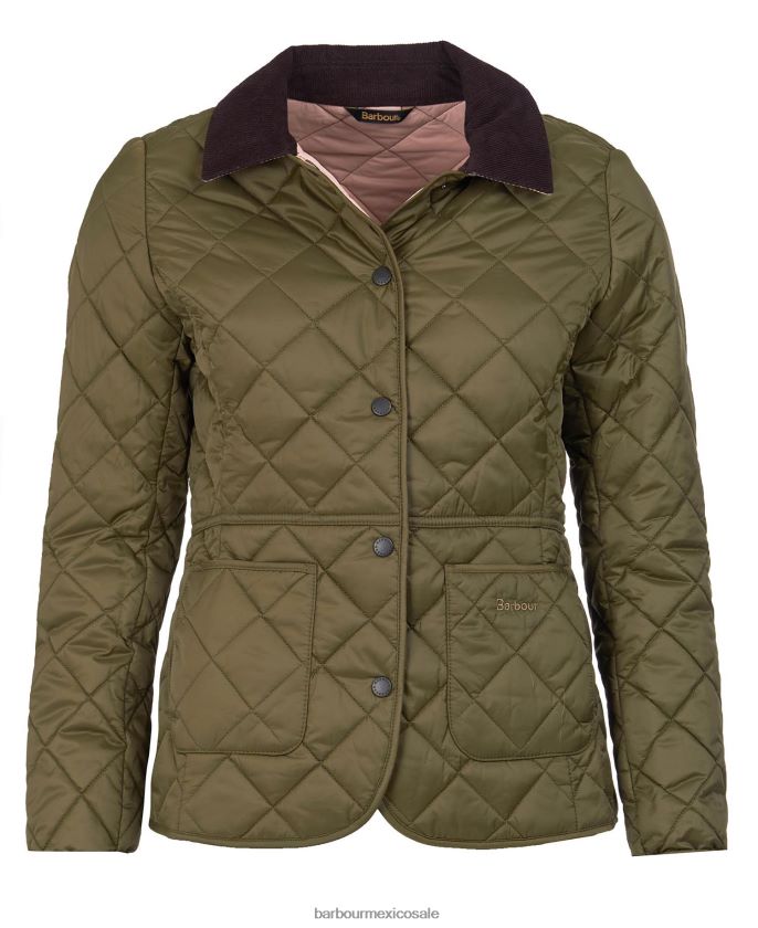 Barbour 8B6RFZ1399 ropa oliva negro mujer chamarra capitonada deveron