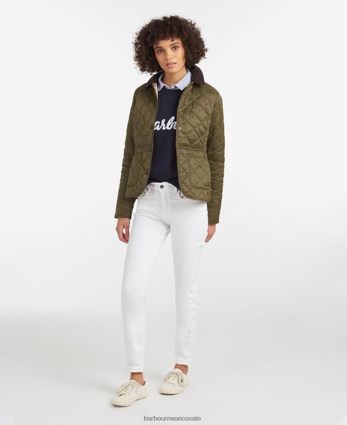 Barbour 8B6RFZ1399 ropa oliva negro mujer chamarra capitonada deveron