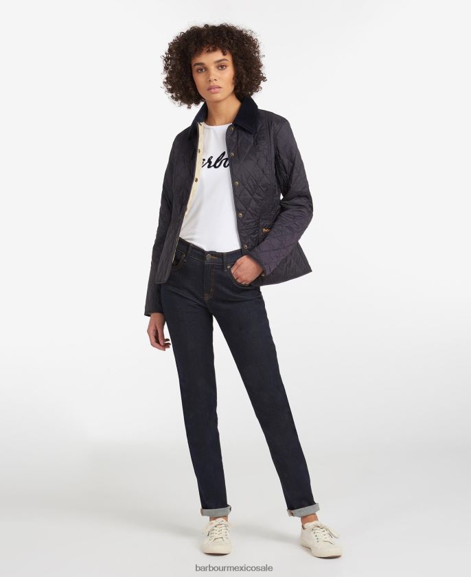 Barbour 8B6RFZ1409 ropa azul marino/perla mujer chaqueta acolchada de verano liddesdale