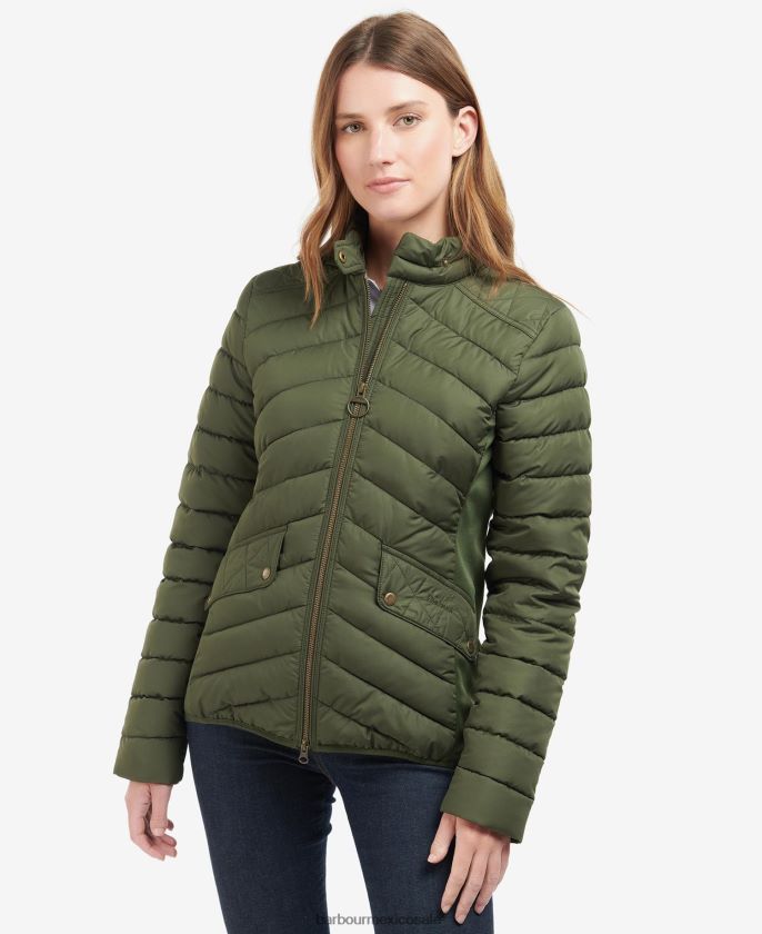 Barbour 8B6RFZ1411 ropa oliva/oliva marga mujer chamarra acolchada de caballería elástica