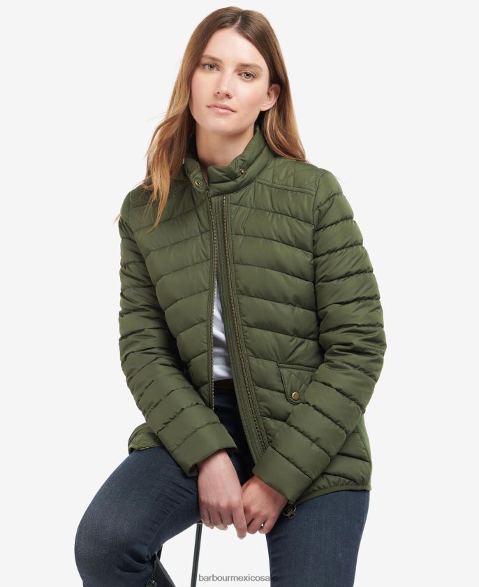 Barbour 8B6RFZ1411 ropa oliva/oliva marga mujer chamarra acolchada de caballería elástica