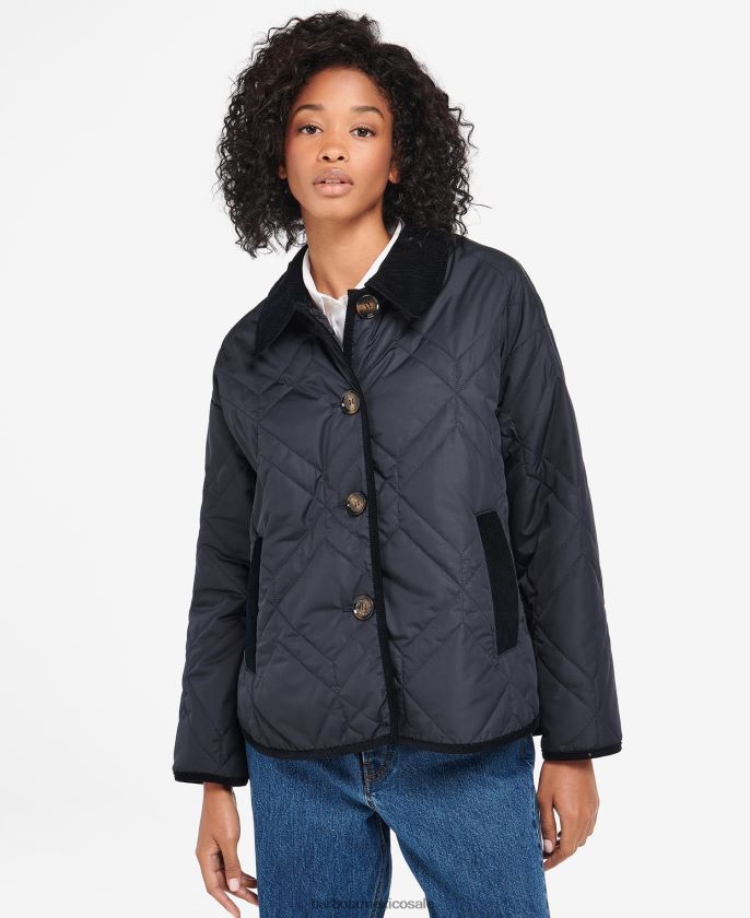 Barbour 8B6RFZ1425 ropa azul marino oscuro/álamo antiguo mujer chamarra capitonada con cabeza de barril