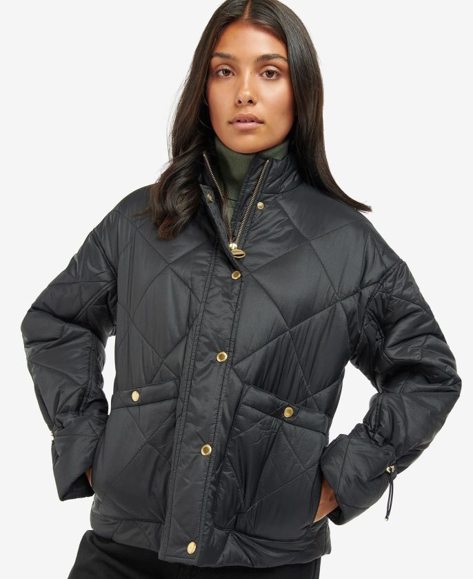 Barbour 8B6RFZ1452 ropa verde medianoche/cuadro verde medianoche mujer chamarra capitonada Falkenberg