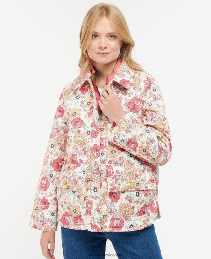 Barbour 8B6RFZ1479 ropa retro floral milenrama/olivo mujer chamarra acolchada Leilani estampada