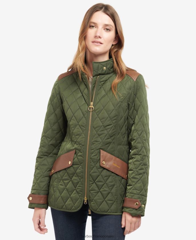 Barbour 8B6RFZ1485 ropa oliva/antiguo mujer chaqueta acolchada de caballería premium