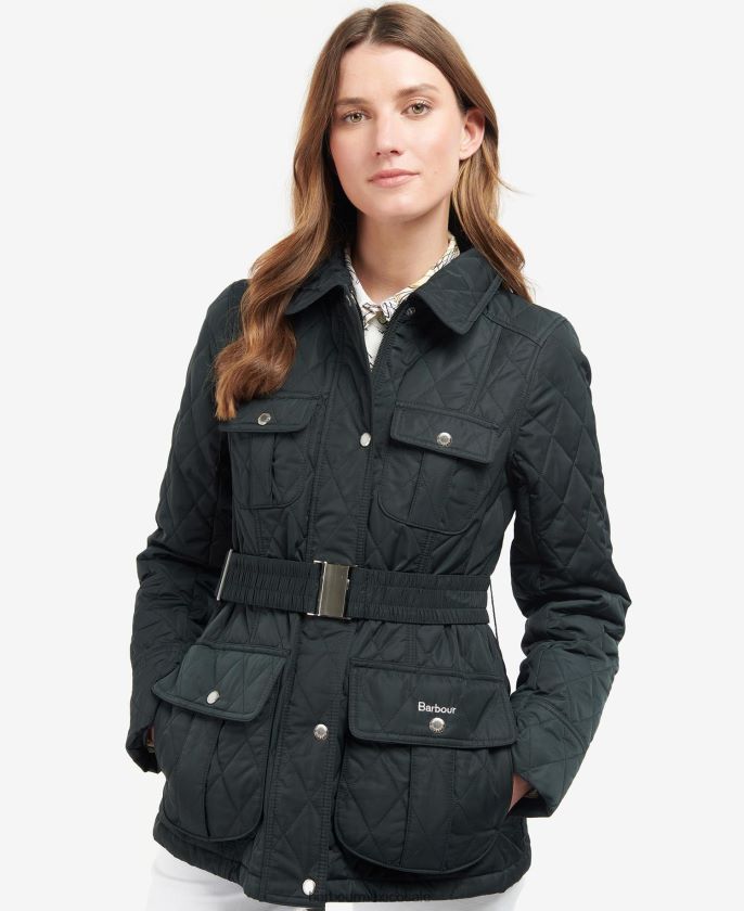 Barbour 8B6RFZ1488 ropa oliva/antiguo mujer chamarra capitonada con cinturón