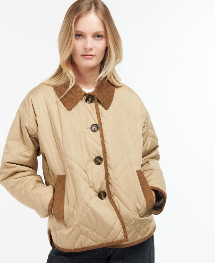 Barbour 8B6RFZ1493 ropa azul marino oscuro/álamo antiguo mujer chamarra capitonada con cabeza de barril