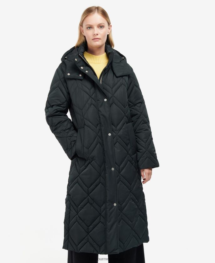 Barbour 8B6RFZ1519 ropa tartán negro/helecho antiguo mujer chaqueta acolchada cassius