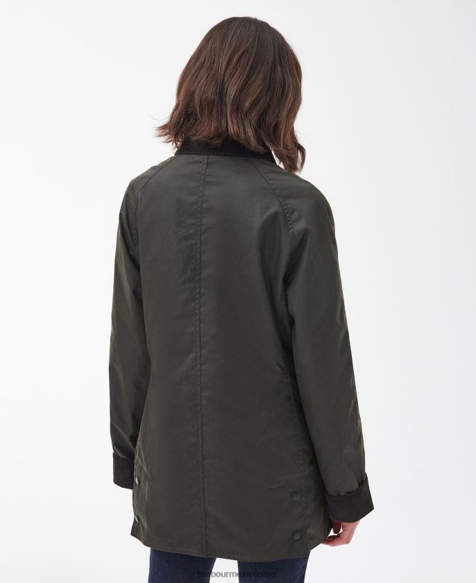Barbour 8B6RFZ1366 ropa aceituna mujer chaqueta de cera union jack beadnell de edición limitada