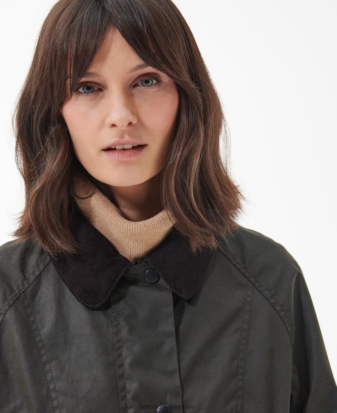 Barbour 8B6RFZ1366 ropa aceituna mujer chaqueta de cera union jack beadnell de edición limitada