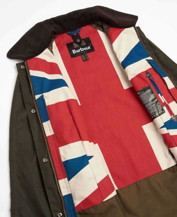 Barbour 8B6RFZ1366 ropa aceituna mujer chaqueta de cera union jack beadnell de edición limitada