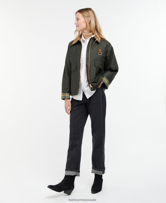 Barbour 8B6RFZ1367 ropa archivo oliva/antiguo mujer chaqueta encerada eddleston