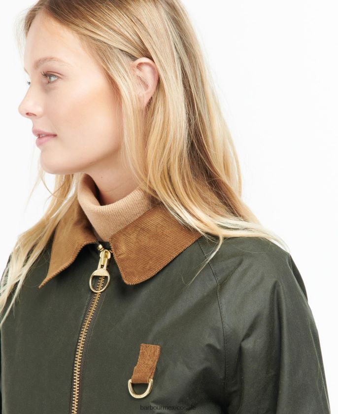 Barbour 8B6RFZ1367 ropa archivo oliva/antiguo mujer chaqueta encerada eddleston