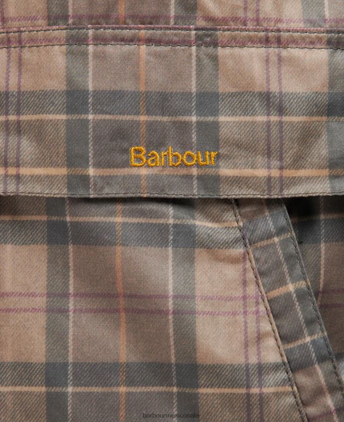Barbour 8B6RFZ1372 ropa tartán apagado/marrón mujer chaqueta encerada de tartán eddleston