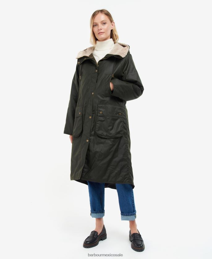 Barbour 8B6RFZ1375 ropa tartán negro/antiguo mujer chaqueta de cera de artillero