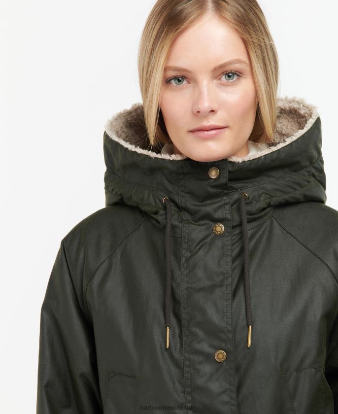 Barbour 8B6RFZ1375 ropa tartán negro/antiguo mujer chaqueta de cera de artillero