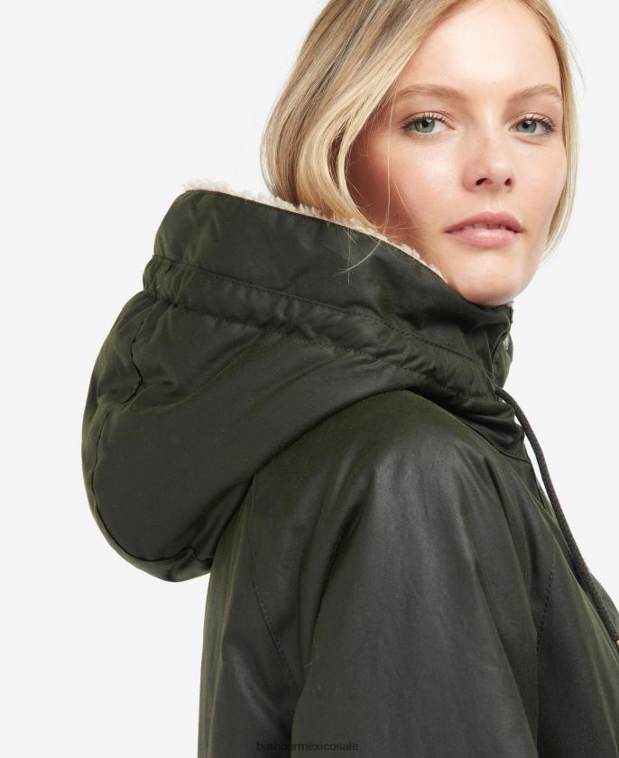 Barbour 8B6RFZ1375 ropa tartán negro/antiguo mujer chaqueta de cera de artillero