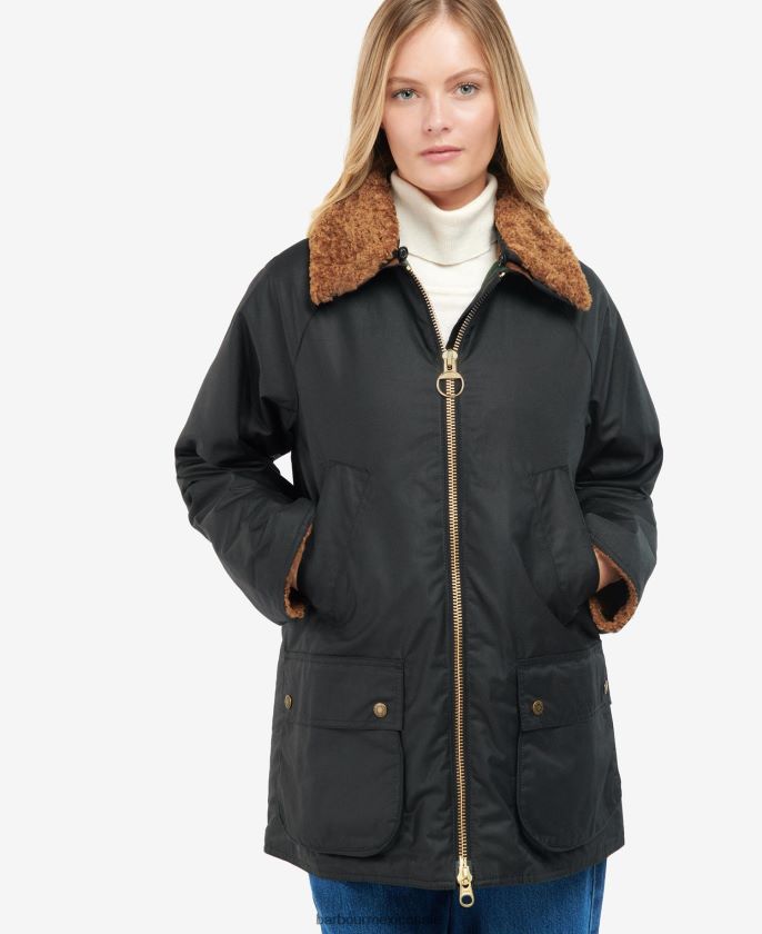 Barbour 8B6RFZ1385 ropa helecho/tartán clásico mujer chaqueta de cera carloway