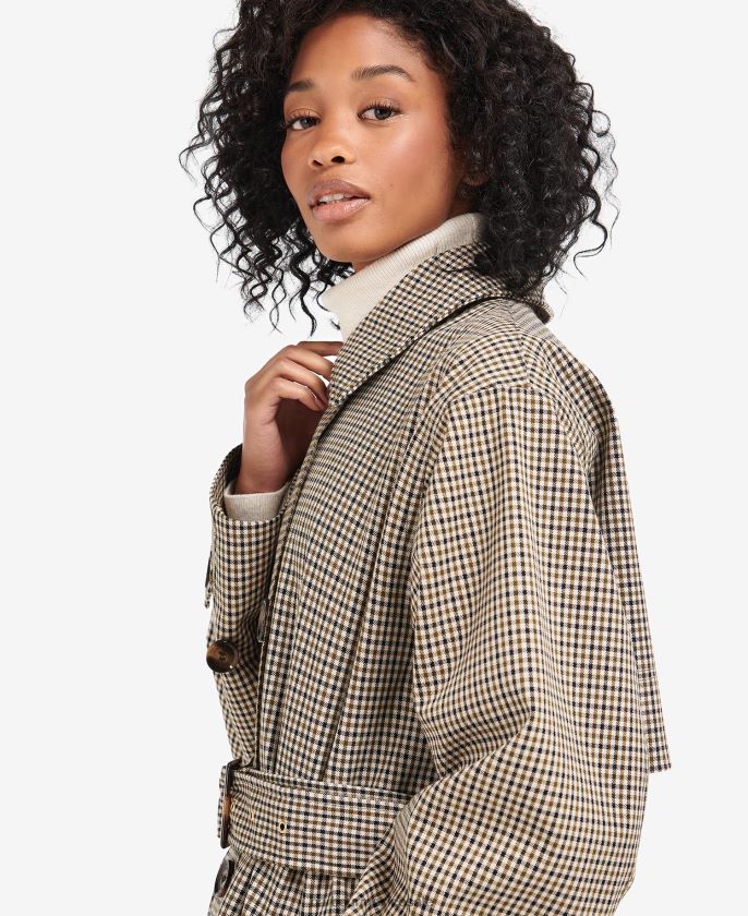 Barbour 8B6RFZ1525 ropa microcuadro verde chopo mujer gabardina a cuadros Somerland