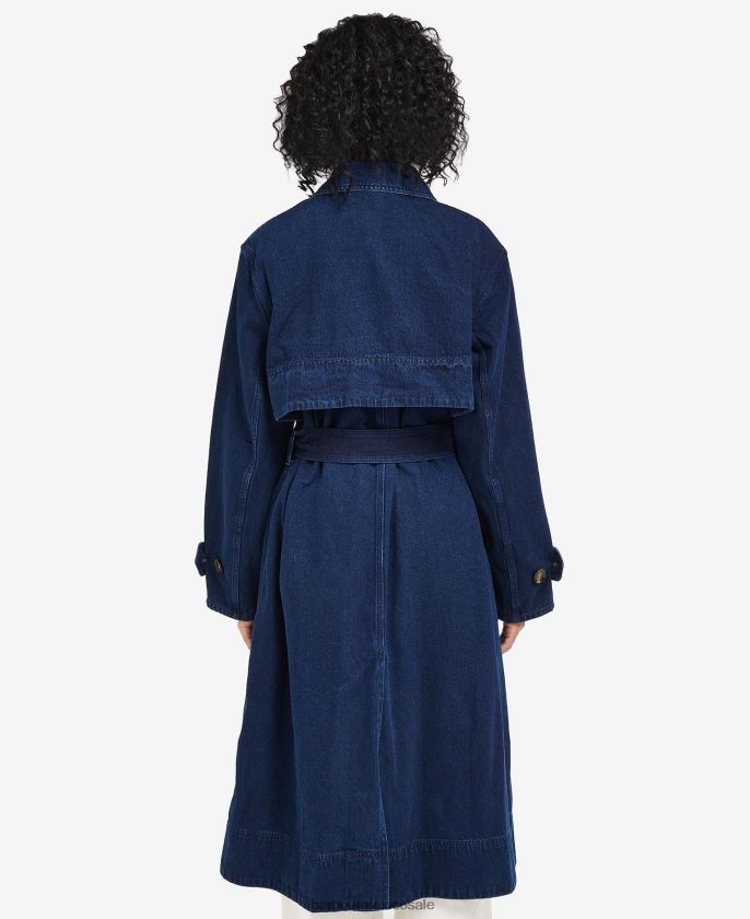 Barbour 8B6RFZ1527 ropa lavado oscuro mujer gabardina casual de mezclilla somerland