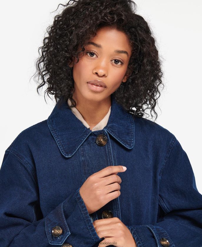 Barbour 8B6RFZ1527 ropa lavado oscuro mujer gabardina casual de mezclilla somerland