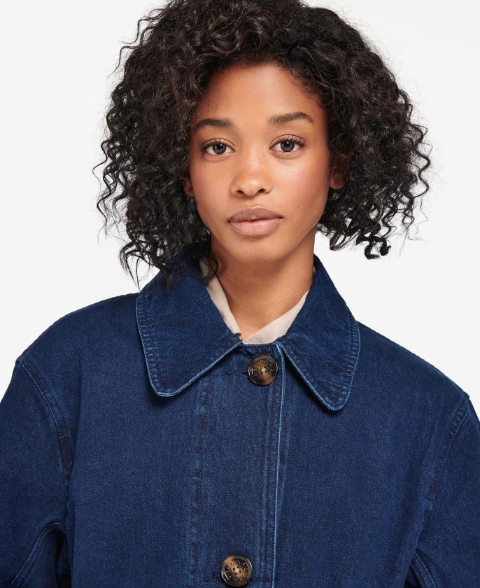 Barbour 8B6RFZ1527 ropa lavado oscuro mujer gabardina casual de mezclilla somerland