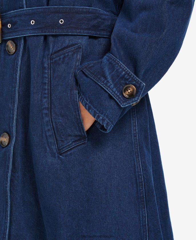 Barbour 8B6RFZ1527 ropa lavado oscuro mujer gabardina casual de mezclilla somerland