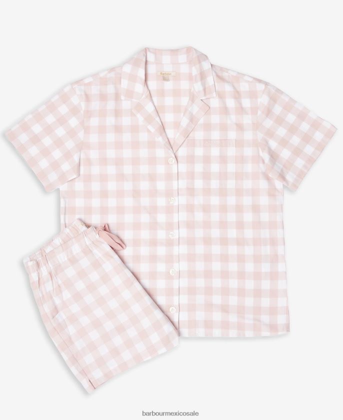 Barbour 8B6RFZ2035 ropa guinga rosa claro mujer conjunto de pijama etta de cuadros vichy