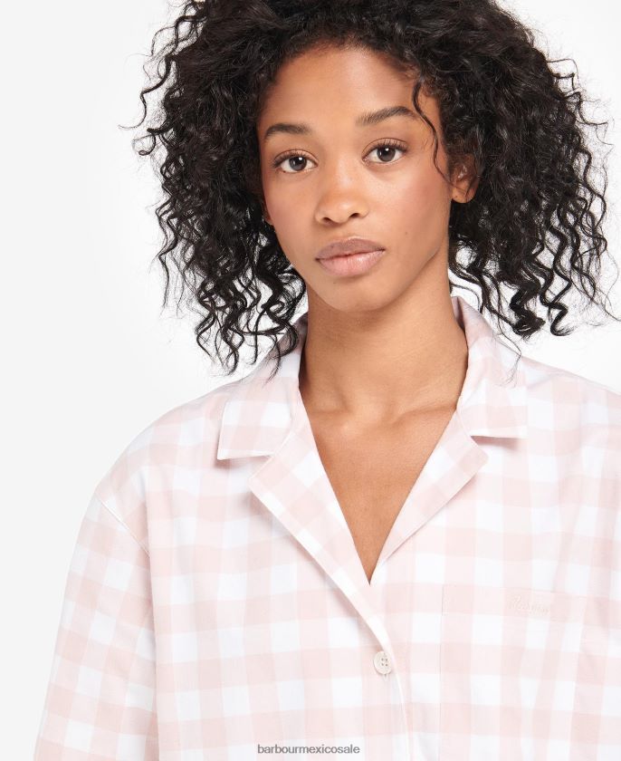Barbour 8B6RFZ2035 ropa guinga rosa claro mujer conjunto de pijama etta de cuadros vichy