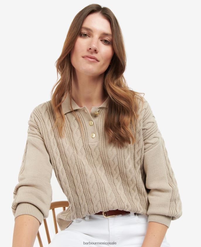 Barbour 8B6RFZ1912 ropa arena clara mujer jersey de punto de enebro