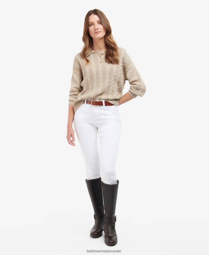 Barbour 8B6RFZ1912 ropa arena clara mujer jersey de punto de enebro