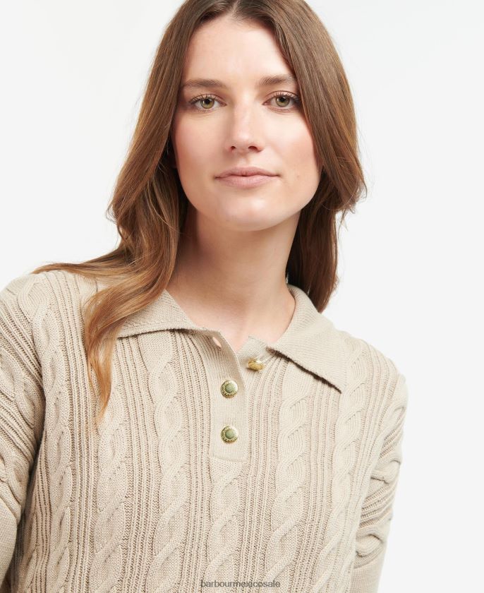 Barbour 8B6RFZ1912 ropa arena clara mujer jersey de punto de enebro