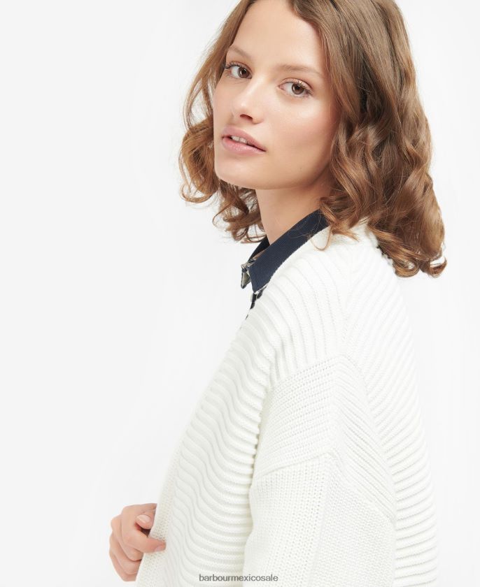 Barbour 8B6RFZ1913 ropa Armada mujer cárdigan de punto Guernsey