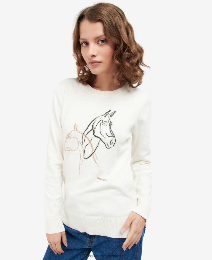 Barbour 8B6RFZ1925 ropa blanquecino mujer jersey de punto jaspeado