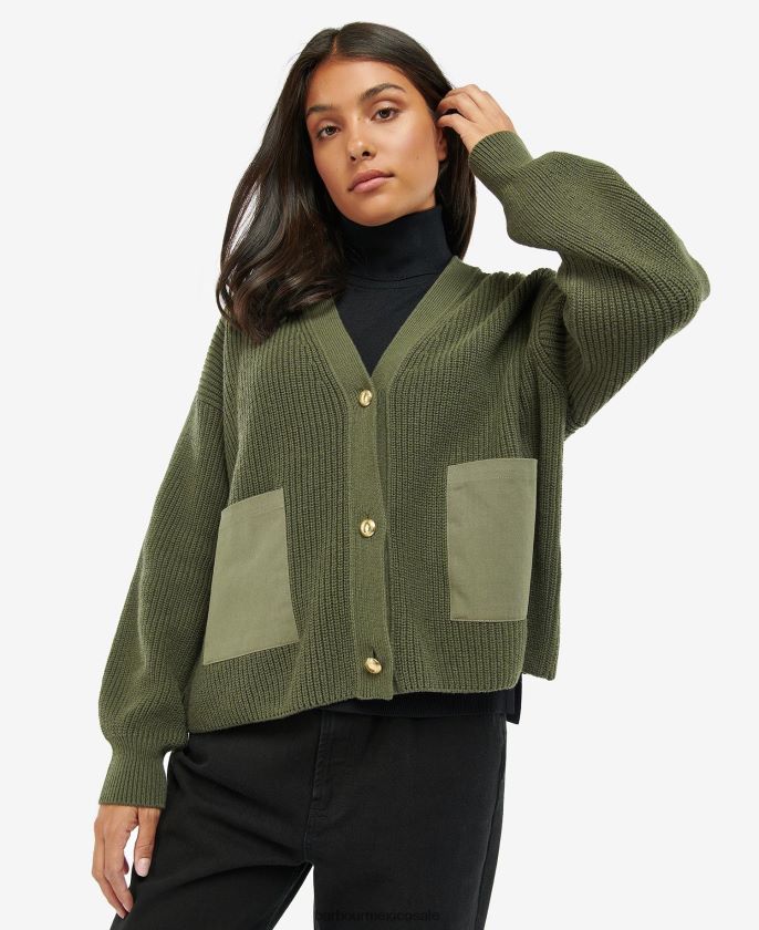 Barbour 8B6RFZ1945 ropa verde medianoche mujer cárdigan de jenson