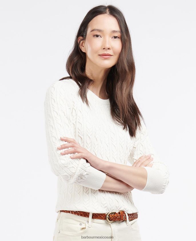 Barbour 8B6RFZ1953 ropa blanquecino mujer punto hampton