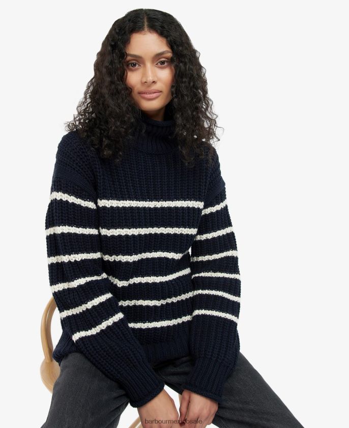 Barbour 8B6RFZ1956 ropa raya azul marino mujer luna de punto