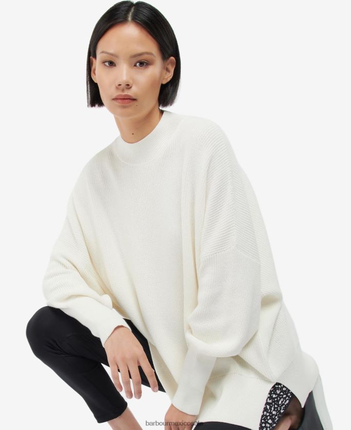 Barbour 8B6RFZ1959 ropa Blanco óptico mujer pabellón de punto