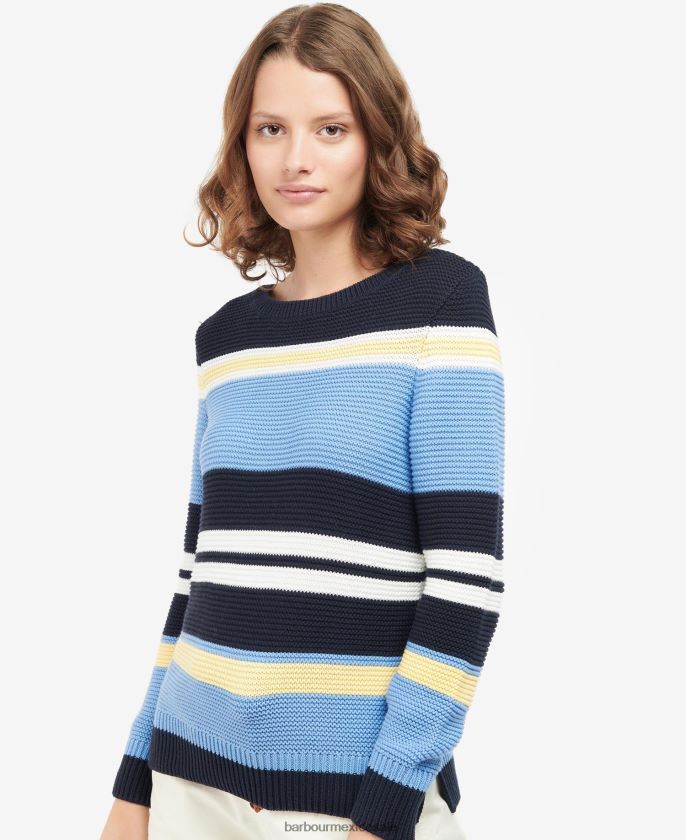 Barbour 8B6RFZ1963 ropa azul marino clásico mujer suéter pequeño hampton