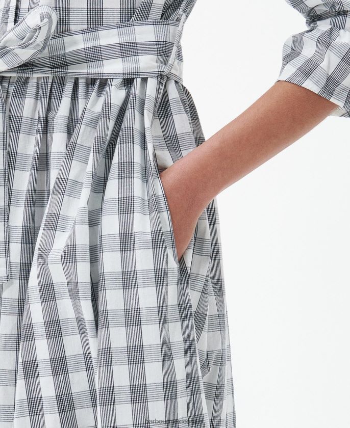 Barbour 8B6RFZ1812 ropa cheque azul marino mujer vestido midi con diseño de molinos de mar