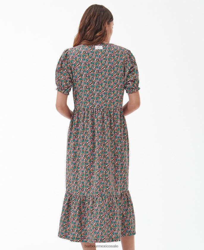 Barbour 8B6RFZ1814 ropa multi clásico mujer vestido midi con estampado de pensamientos