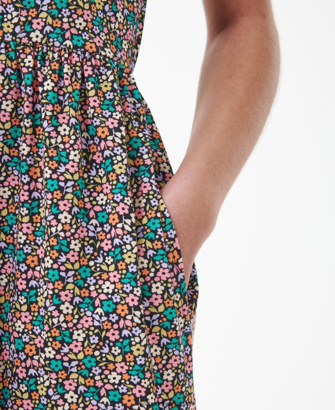 Barbour 8B6RFZ1814 ropa multi clásico mujer vestido midi con estampado de pensamientos