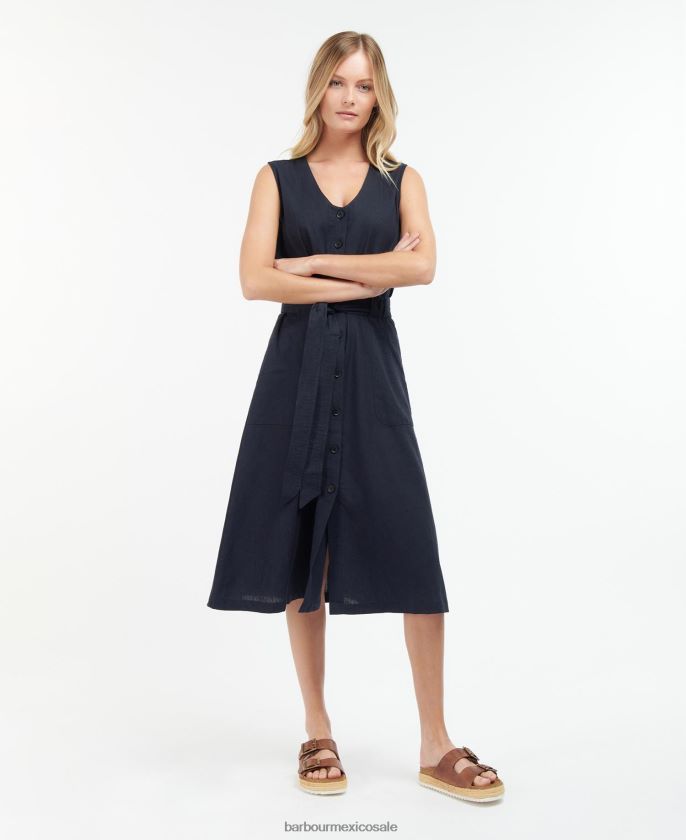 Barbour 8B6RFZ1816 ropa índigo mujer vestido rutherglen