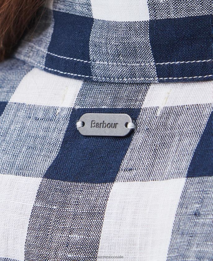 Barbour 8B6RFZ1820 ropa cheque azul marino mujer vestido largo marino