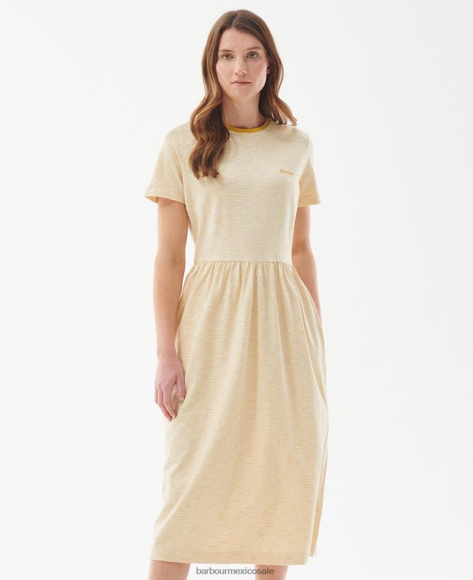 Barbour 8B6RFZ1831 ropa oliva/blanco mujer vestido de ellewood