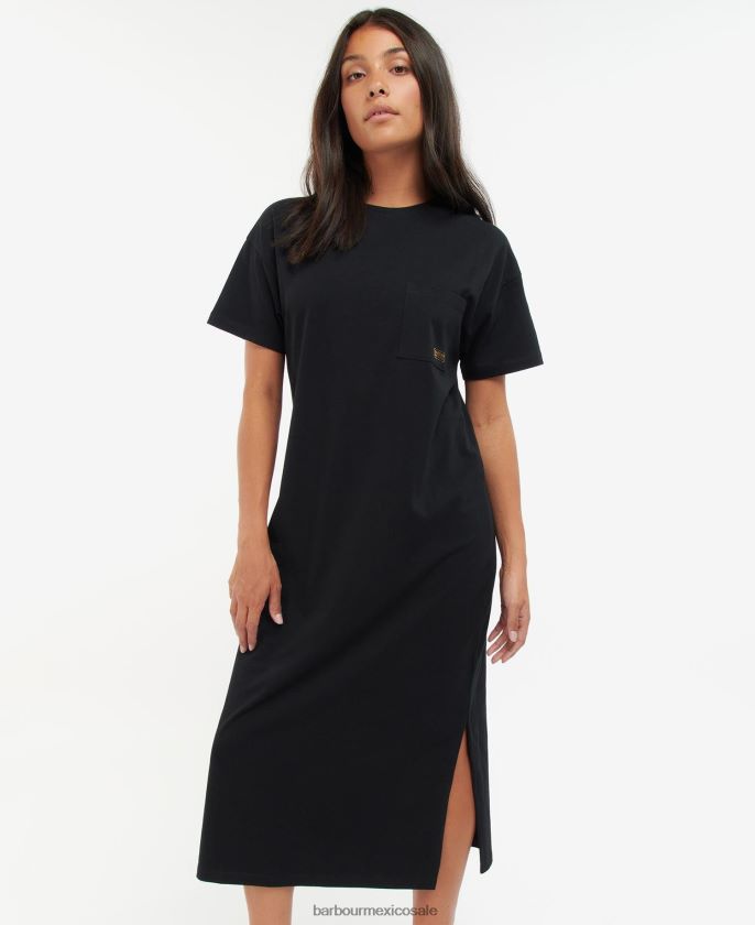 Barbour 8B6RFZ1855 ropa negro clásico mujer vestido estilo camiseta de reinado