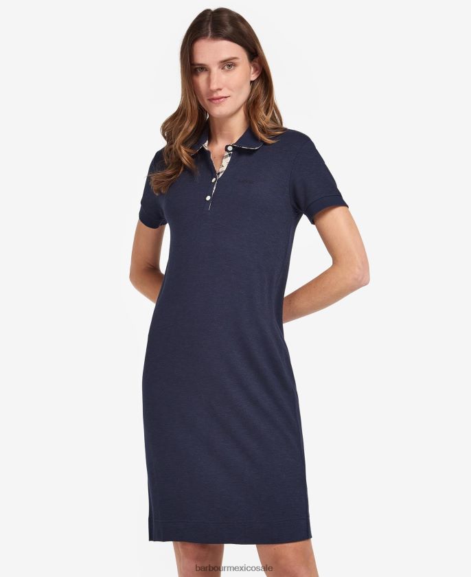 Barbour 8B6RFZ1898 ropa tartán azul marino/índigo mujer vestido polo